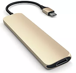 Мультипортовый USB Type-C хаб Satechi USB-C -> USB 3.0х2/HDMI/USB-C Gold (ST-CMAG) - миниатюра 2