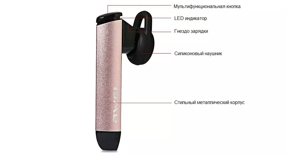 Блютуз гарнітура Awei A832BL Rose Gold - фото 4