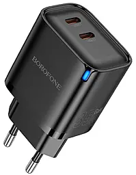 Сетевое зарядное устройство Borofone BA85A 35w GaN PD 2xUSB-C ports charger black - фото Сетевое зарядное устройство Borofone BA85A 35w GaN PD 2xUSB-C ports charger black