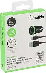 Автомобильное зарядное устройство Belkin 12W 2.4A BoostUp Charger USB-A + Lightning сable Black (F8J121bt04-BLK) - миниатюра 5