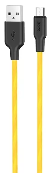 Кабель Hoco X21 Plus Silicone USB-A - micro USB 12w 2.4a 1м cable Black/Yellow - фото 1