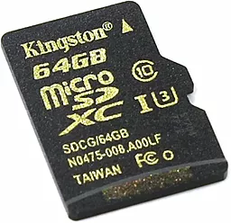 Карта пам'яті Kingston microSDXC 64GB Class 10 UHS-I U3 (SDCG/64GBSP)