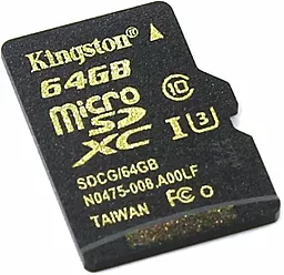 Карта памяти Kingston microSDXC 64GB Class 10 UHS-I U3 (SDCG/64GBSP) - фото Карта памяти Kingston microSDXC 64GB Class 10 UHS-I U3 (SDCG/64GBSP)