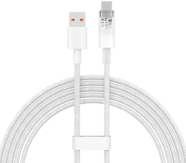 Кабель Baseus Smart Temperature Control USB-A - Type-C 100w 5a 2м cable White (CATS010502) - фото 2