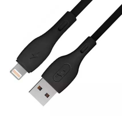 Кабель SkyDolphin S22L Soft Silicone USB-A - Lightning 12w 2.4a 1м cable Black - фото 2