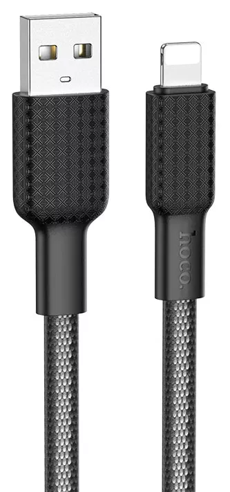 Кабель Hoco X69 Jaeger USB-A - Lightning 12w 2.4a 1м cable Black/White - фото 1
