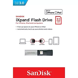 Флешка SanDisk 32GB iXpand USB 3.0/Lightning (SDIX30C-032G-GN6NN) серебристый/черный - миниатюра 4