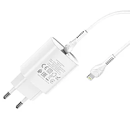 Сетевое зарядное устройство с быстрой зарядкой Hoco N14 PD 20W + USB-C to Lightning Cable White - миниатюра 2