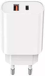 Сетевое зарядное устройство WIWU Wi-U002 20W PD/QC3.0 USB-A-C White