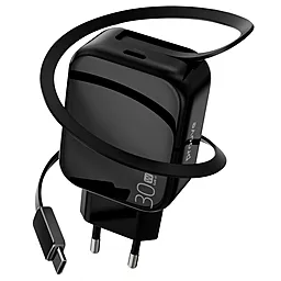 Сетевое зарядное устройство Proove Fixtape 30w GaN PD USB-C fast charer + Type-C cable black (WCFP30010201) - фото Сетевое зарядное устройство Proove Fixtape 30w GaN PD USB-C fast charer + Type-C cable black (WCFP30010201)