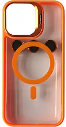 Чехол 1TOUCH Bracket Clear Camera Lens with MagSafe для Apple iPhone 14 Orange - фото Чехол 1TOUCH Bracket Clear Camera Lens with MagSafe для Apple iPhone 14 Orange