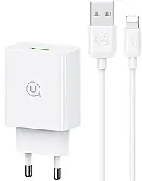 Мережевий зарядний пристрій Usams 18w QC3.0 USB-A home charger + Lightning cable white (SCXLTZ03) - фото Мережевий зарядний пристрій Usams 18w QC3.0 USB-A home charger + Lightning cable white (SCXLTZ03)