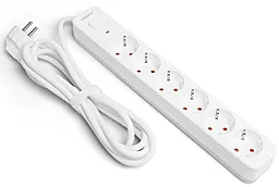 Мережевий фільтр (подовжувач) Videx ONCORD 4000w 16a 6 розеток з вимикачем 3м білий (VF-PD63G-W)