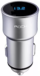 Автомобільний зарядний пристрій Rock H2 Car Charger + LCD 3.4A Silver