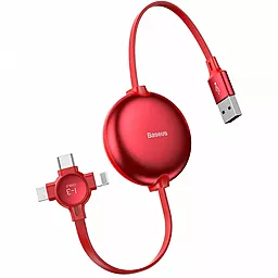USB Кабель Baseus Little Octopus 15w 3a 3-in-1 USB to Type-C/Lightning/micro USB cable red (CAMLT-AZY09)