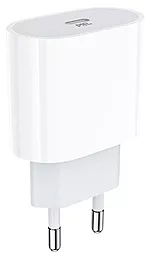 Сетевое зарядное устройство с быстрой зарядкой Hoco DC23 20w PD USB-C fast charger white - фото Сетевое зарядное устройство с быстрой зарядкой Hoco DC23 20w PD USB-C fast charger white