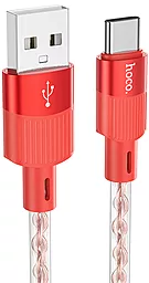 Кабель USB Hoco Crystal Junction 15w 3a 1.2m USB Type-C cable red
