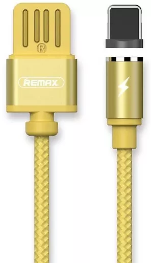 Кабель Remax Gravity USB-A - Lightning 12w 2.4a 1м cable Gold (RC-095i) - фото 1