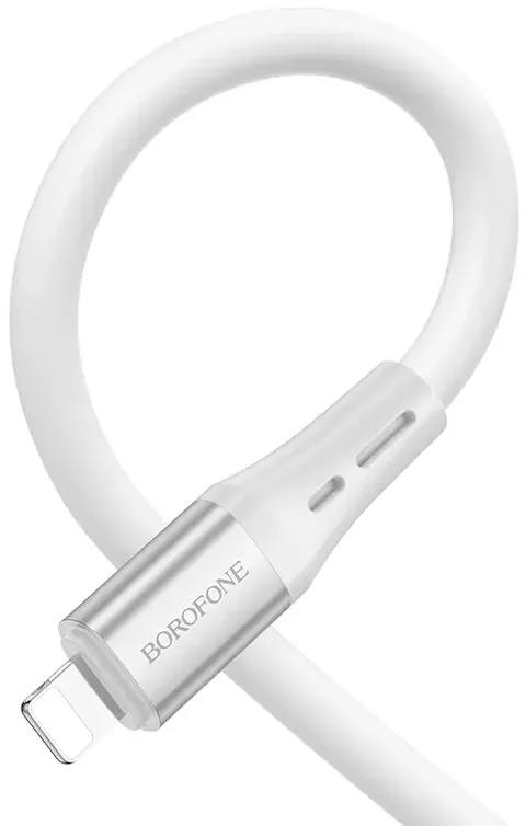 Кабель Borofone BX88 Solid Silicone USB-A - Lightning 12w 2.4a 1м cable White - фото 3