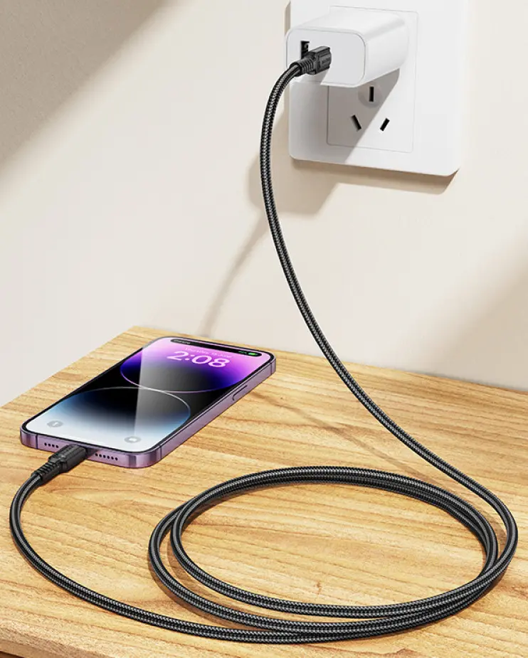Кабель Borofone BX116 Certain USB Type-C - Lightning 27w 3a 1м PD cable Black - фото 4