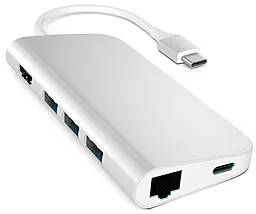Мультипортовий USB-A хаб Satechi 4К USB-C -> HDMI/USB 3.0/Type-C/Ethernet/Card Reader Silver (ST-TCMAS)