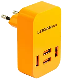Сетевое зарядное устройство Logan Quad USB Wall Charger 5V 4A Orange (CH-4)
