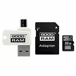 Карта пам'яті GooDRam microSDHC 32GB Class 10 UHS-I U1 + SD-адаптер (M1A4-0320R11) - фото Карта пам'яті GooDRam microSDHC 32GB Class 10 UHS-I U1 + SD-адаптер (M1A4-0320R11)