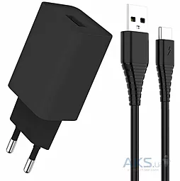 Сетевое зарядное устройство с быстрой зарядкой ColorWay 18w QC3.0 home charger + USB-C cable black (CW-CHS013QCC-BK)