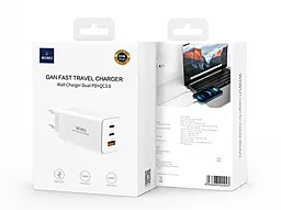 Сетевое зарядное устройство WIWU GaN Fast Travel Charger Dual PD+QC3.0 Wall Charger White (X-TR-259AEU) - миниатюра 2