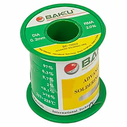 Припой проволочный Baku (Sn97Ag0.3Cu0.7+Flux2%) BK-10002 0.2мм 100гр на катушке - фото Припой проволочный Baku (Sn97Ag0.3Cu0.7+Flux2%) BK-10002 0.2мм 100гр на катушке