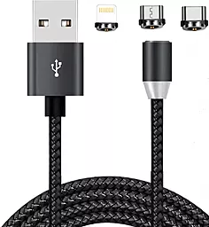 Кабель USB XoKo Magnetic 3-in-1 USB to Type-C/Lightning/micro USB Cable black