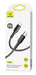 Кабель Usams U43 USB Type-C - Lightning 30w 3a 1.2м PD сable Black - фото Кабель Usams U43 USB Type-C - Lightning 30w 3a 1.2м PD сable Black