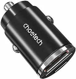 Автомобільний зарядний пристрій Choetech 30w PD USB-C/USB-A ports car charger black (TC0006-V2-BK)