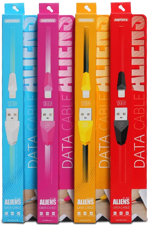 Кабель Remax Alien USB-A - Lightning 12w 2.4a 1м cable Yellow/Black (RC-30i) - фото 2