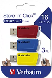 Флешка Verbatim STORE'N'CLICK 16 GB Kit USB 3.2 (49306) Red/blue/yellow