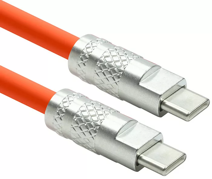 Кабель PowerPlant USB3.0 Type-C - Type-C 120w 6a 3м PD 5gbps data cable Orange (CA913923) - фото 1