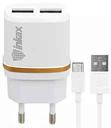 Сетевое зарядное устройство Inkax 2 USB 2.1A + Micro USB Cable White (CD-11)