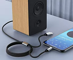 Аудіо кабель Hoco UPA23 AUX mini jack 3.5мм - USB Type/Lightning 1 м Cable black - мініатюра 6