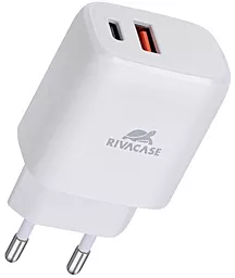 Сетевое зарядное устройство с быстрой зарядкой RivaCase 20W 3A PD/QC3.0 USB-C/USB-A white (PS4192 w00)