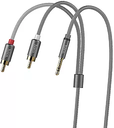 Аудіо кабель Hoco Aux mini Jack 3.5 mm - 2хRCA M/M Cable 1.5 м gray - мініатюра 2