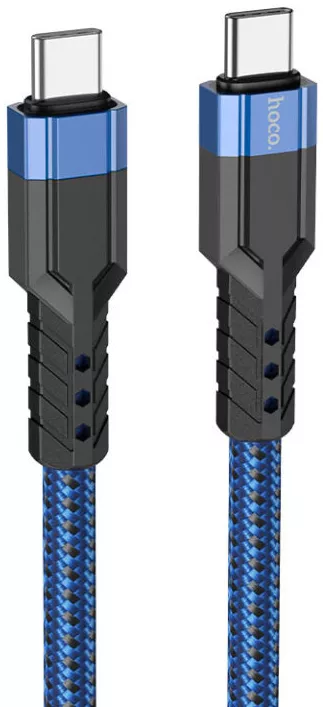 Кабель Hoco U110 USB Type-C - Type-C 60w 3a 1.2м PD cable Blue - фото 1