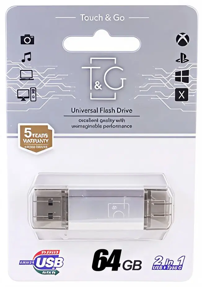 Флешка T&G 009 64GB USB/Type C Silver - фото 2