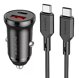 Автомобильное зарядное устройство Borofone BZ18A 20w PD USB-C/USB-A ports car charger + USB-C to USB-C cable black