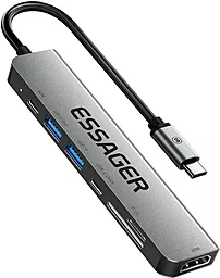 Мультипортовый USB Type-C хаб Essager QingHong 7-in-1 grey (EHB07-QH0G-Z)