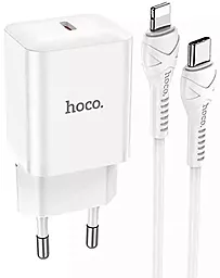 Мережевий зарядний пристрій Hoco N27 20w PD USB-C fast charger + USB-C to Lightning cable white