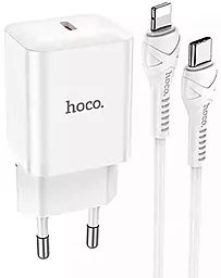 Сетевое зарядное устройство Hoco N27 20w PD USB-C fast charger + USB-C to Lightning cable white - фото Сетевое зарядное устройство Hoco N27 20w PD USB-C fast charger + USB-C to Lightning cable white