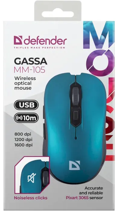Компьютерная мышка Defender Gassa MM-105  Turquoise (52102) - фото 6