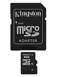Карта памяти Kingston microSDHC 8GB Class 10 UHS-I U1 + SD-адаптер (SDC10/8GB)