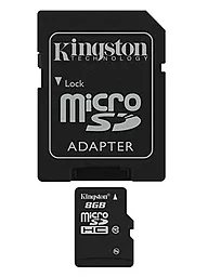 Карта пам'яті Kingston microSDHC 8GB Class 10 UHS-I U1 + SD-адаптер (SDC10/8GB) - фото Карта пам'яті Kingston microSDHC 8GB Class 10 UHS-I U1 + SD-адаптер (SDC10/8GB)