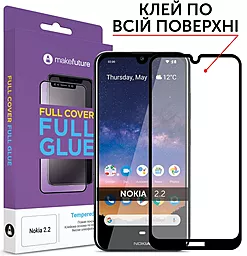 Защитное стекло MAKE Full Cover Full Glue Nokia 2.2 Black (MGFN22)